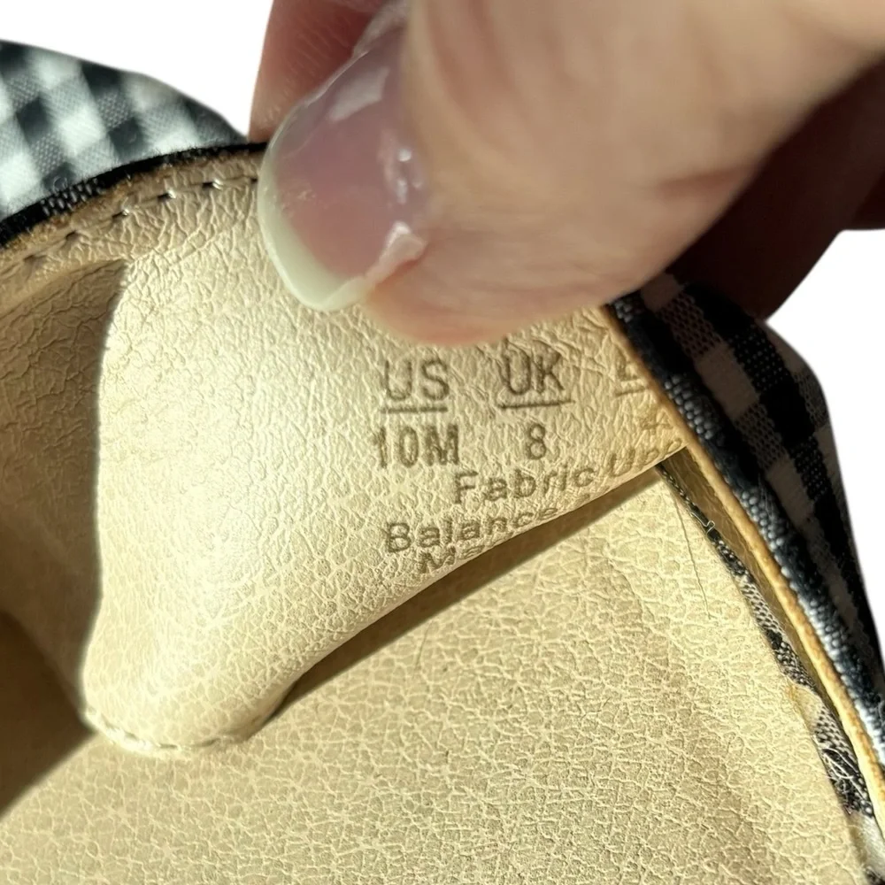 LIFESTRIDE - TANGO - SZ 10 CRISP BLACK & WHITE CHECK ESPADRILLE WEDGE SANDAL‎ S5